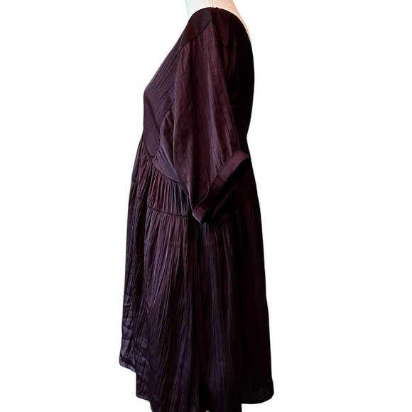 Free People Deep Purple Midi Dress Size Medium V-neck - Picture 2 of 8